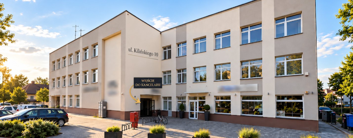 Budynek przy ul. Kilińskiego 10 we Wrześni, wejście do kancelarii