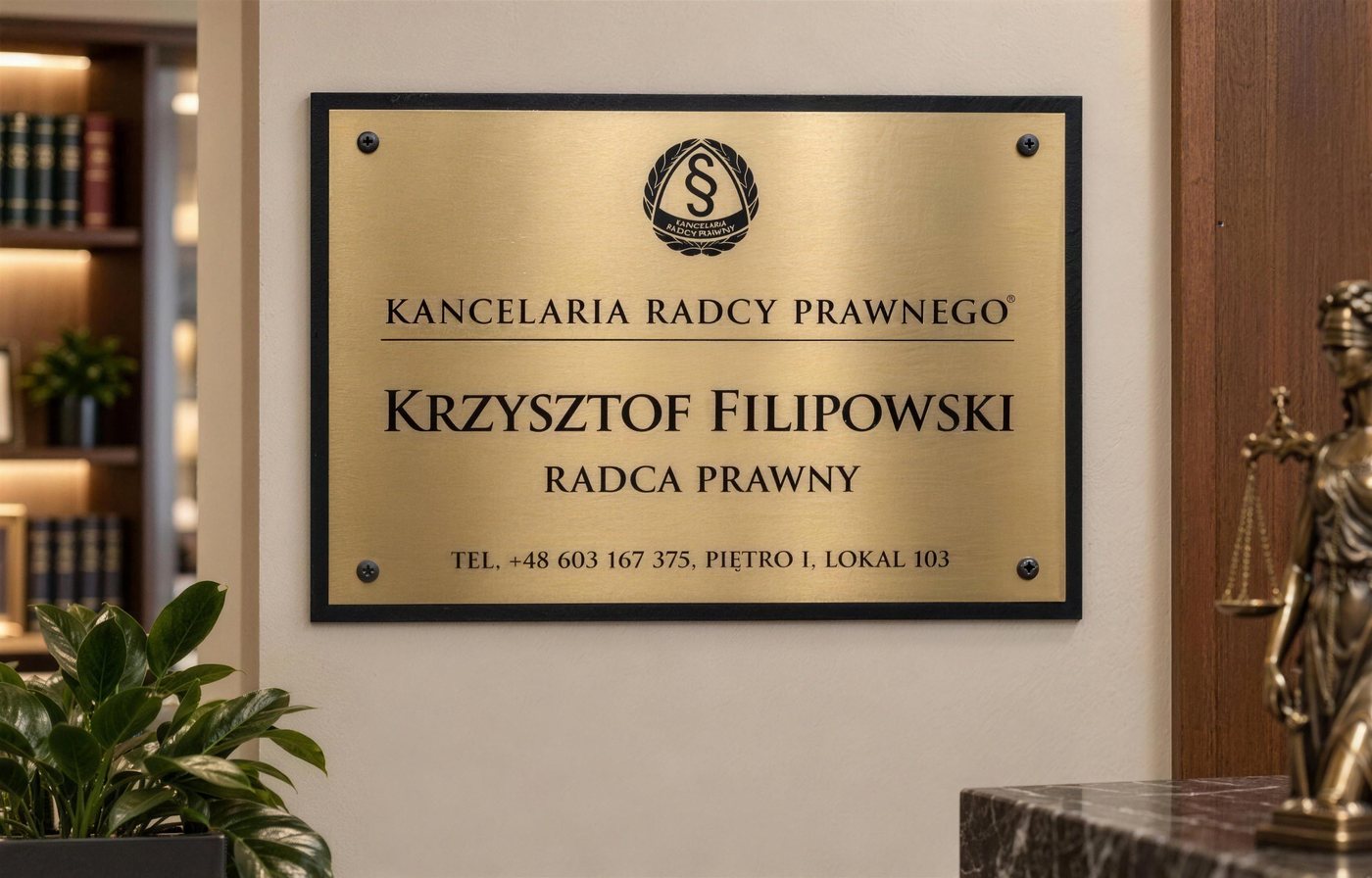 Tabliczka kancelarii: piętro I, lokal 103
